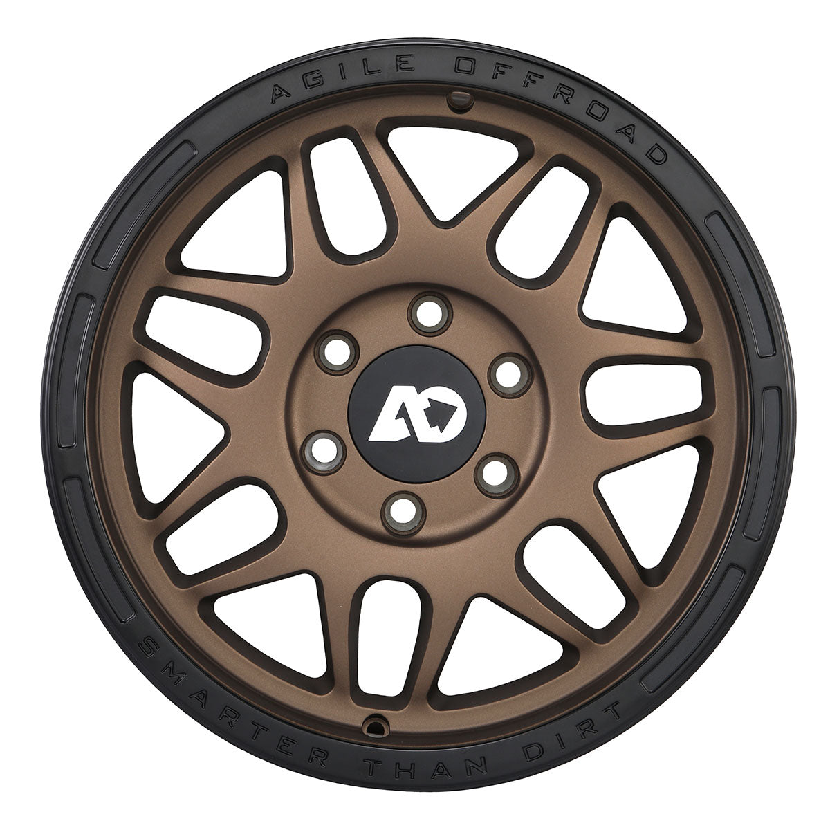 Bronze off-road alloy wheel with multi-spoke design and black outer rim.