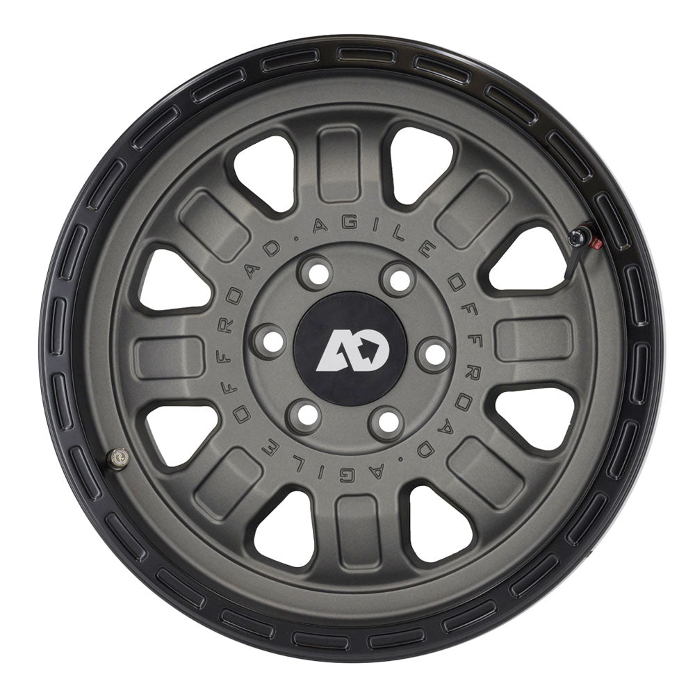 Matte black off-road alloy wheel with ten spokes and Agile Offroad branding