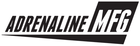 Adrenaline MFG logo in bold black text with angled design elements