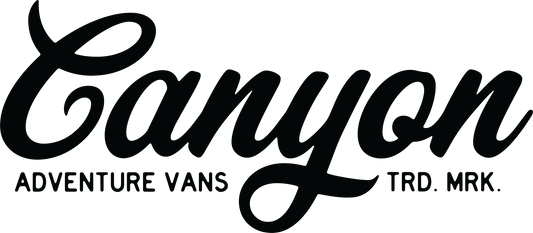 Canyon Adventure Vans logo in black script with trademark text below.
