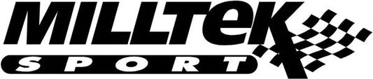 Milltek Sport logo with racing checkered flag design