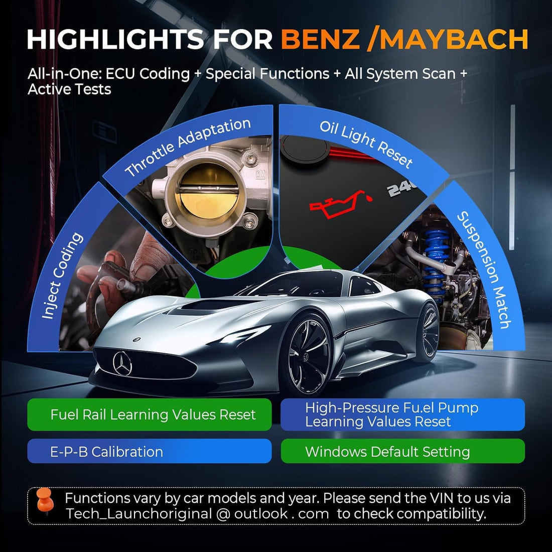 LAUNCH X431 Creader Elite 2.0 BBA OBD2 Car Scanner for BMW/Mercedes-Benz, Maybach