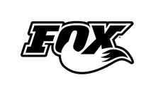 FOX logo with stylized fox tail forming part of the lettering on black background