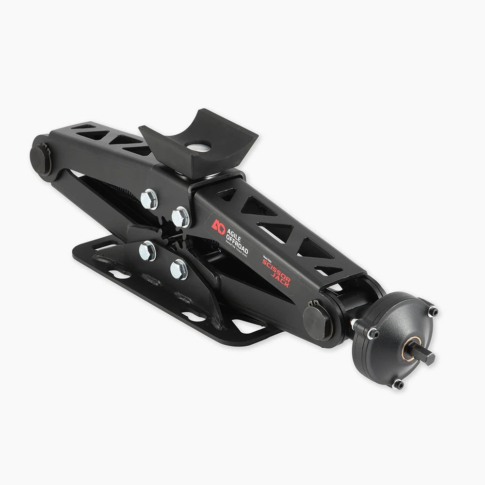 Agile Offroad heavy duty 7000 lb scissor jack with 3.5:1 gear reduction and drill-operated hex drive