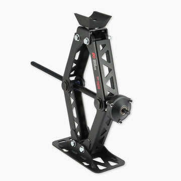 Heavy duty scissor jack by Agile Offroad lifting a vehicle — trail-rated 7000 lb jack with drill-operated design for off-road repairs