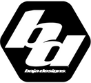 White Baja Designs logo with stylized lowercase 'bd' on a black background.